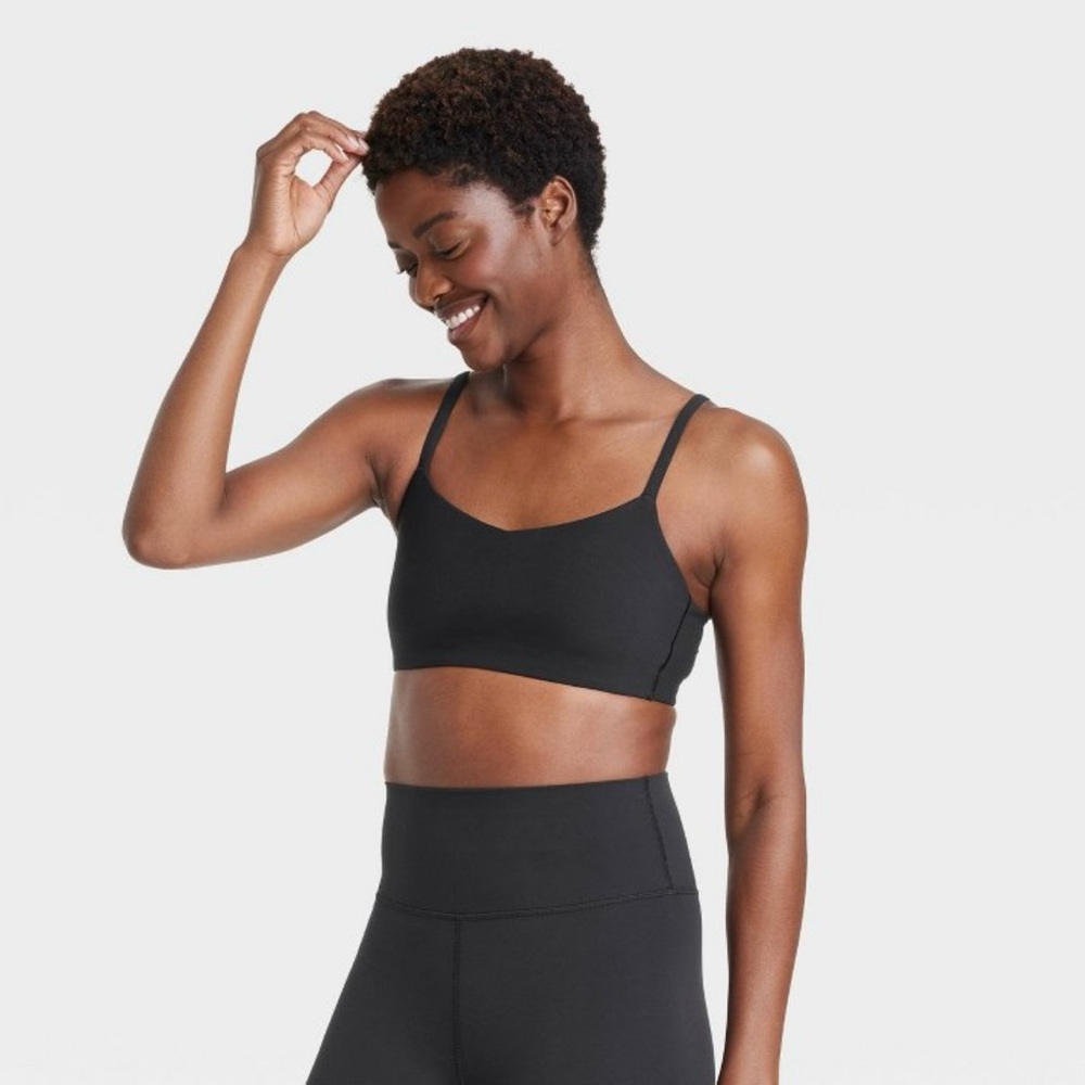 Black Sports Bra with Strappy Design and Medium Coverage All In Motion